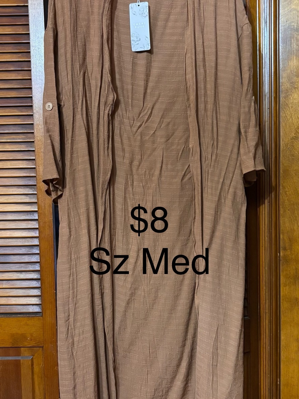 Men's Brown Lightweight Open-Front Shirt - Size M